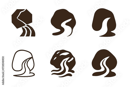 Miracles Logo Variations. Miracles of Jesus. Set Logo of Miracles of Jesus: Water from rock. harmonious logo variations of the same emblematic concept, each