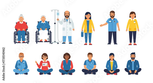 Diverse Medical Professionals and Patients Representing Healthcare and Well-being