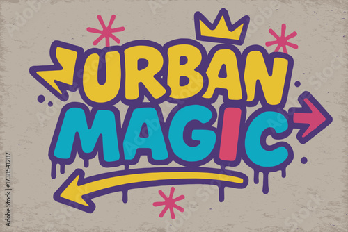 Graffiti Urban Magic. Bee garden. Hand-drawn doodle illustration bee garden flowers (colored), wildflowers (colored), bushes, small hive (colored), trees,