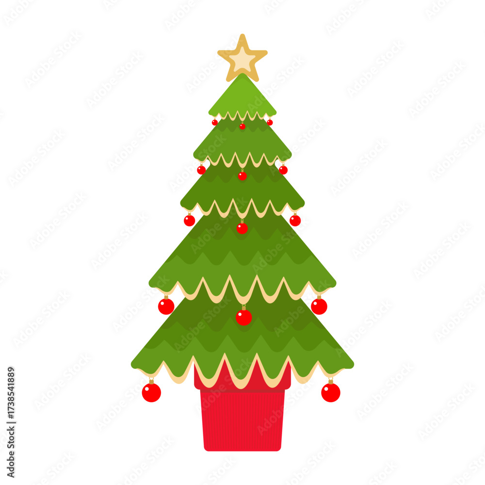 Fototapeta premium Modern christmas tree decorated clip art