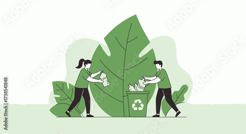 People actively participating in recycling efforts to protect the natural environment and promote sustainability through responsible waste management practices