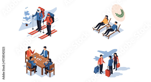 Diverse Group of People Enjoying a Variety of Leisure Activities and Hobbies Together Outdoors and Indoors