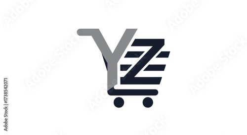 Modern YZ Initial Shopping Cart Logo Symbolizing E-commerce and Retail Ventures