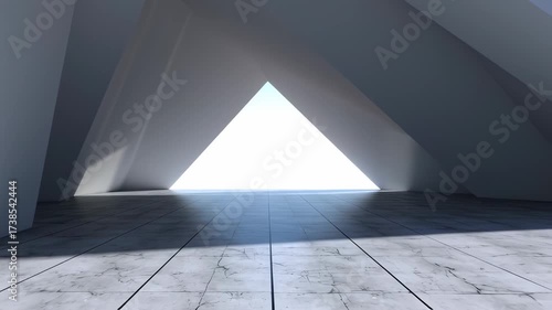 Abstract Modern Architecture with Bright Triangular Light Opening.