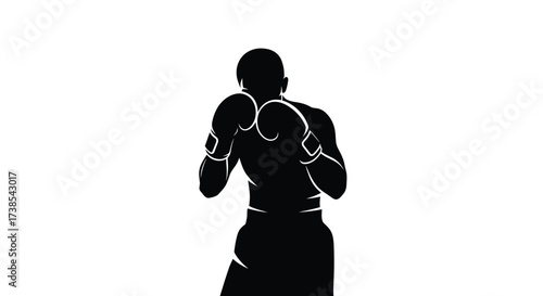 A powerful silhouette of a boxer in action expressing strength and determination boxing match