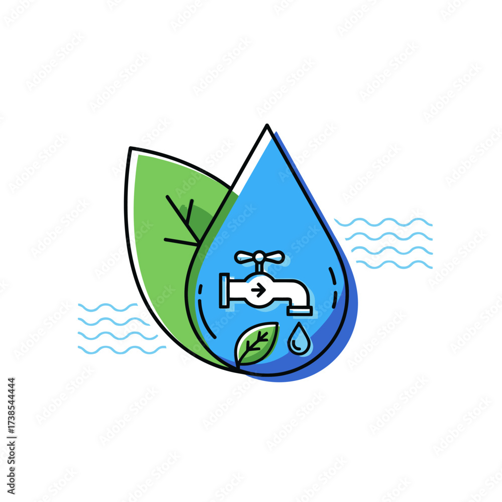 Obraz premium Water Conservation Icon Eco-Friendly Design for Environmental Sustainability