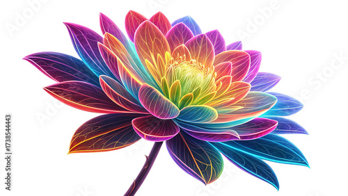 Png fantasy flower neon art illustration isoled background
