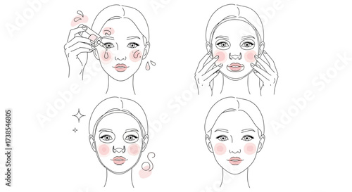 Applying Makeup and Skincare Steps for a Radiant Complexion with Various Techniques