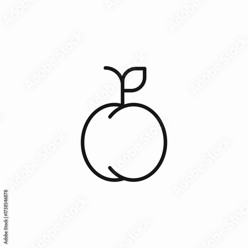 whole peach fruit icon sign vector