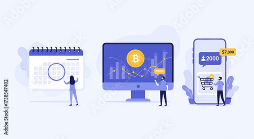 Digital finance and investment analytics representing cryptocurrency growth and online shopping trends