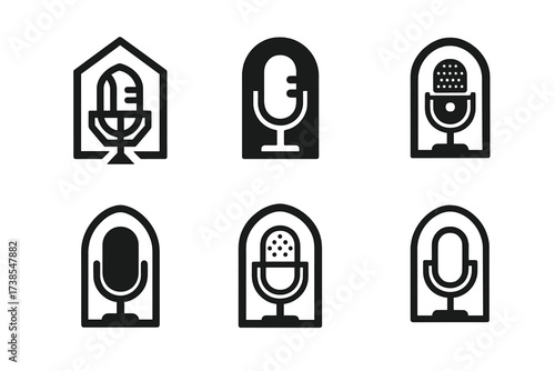 Broadcasting Logo Variations. Broadcasting techniques. Set Logo of Broadcasting techniques: Recording studio. harmonious logo variations of the same emblematic