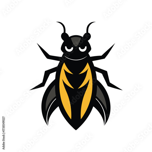 vector illustration of a black wasp