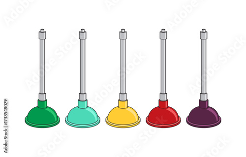 Colorful five pumps isolated on white background. Set or collection