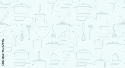 An Artistic Background Featuring Various Outline Kitchen Utensils and Cookware Items Creating a Chef Inspired Ambiance