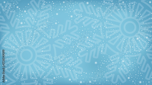An abstract blue background with snowflakes. Christmas blue background with white snowflakes.