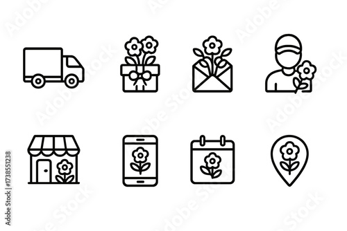 Outline Icon Sets. Outline icon set of serenade moods: romantic, happy, shy, excited, nervous, joyful, surprised, calm. Line icons in only black color,