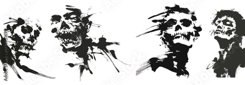 Gunge brush painting of halloween zombie faces