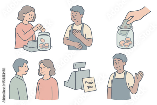 Acts of Gratitude. Isometric vector illustration set Order Accuracy and Management: kitchen ticket printout, order board with