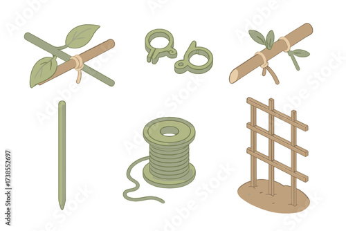 Garden Support Tools. Isometric vector illustration set Playful Gnome Expressions: winking gnome with raised brow, surprised gnome