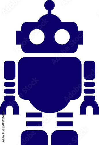 Retro robot icon in flat style vector of vintage androids, droids, bots, cyborgs, mechanical machines and humanoid robots.