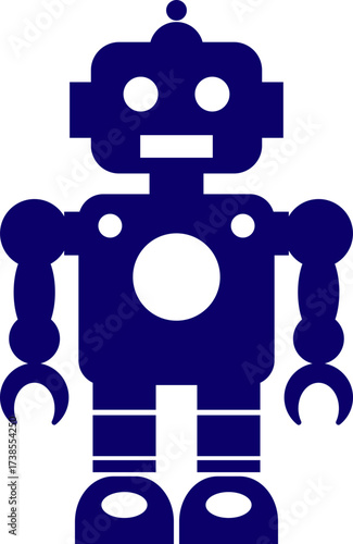Retro robot icon in flat style vector of vintage androids, droids, bots, cyborgs, mechanical machines and humanoid robots.