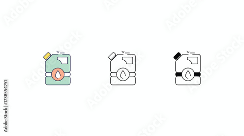 Oil Barrel icons vector set color line glyph line icons stock illustration