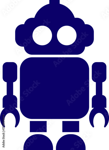 Retro robot icon in flat style vector of vintage androids, droids, bots, cyborgs, mechanical machines and humanoid robots.