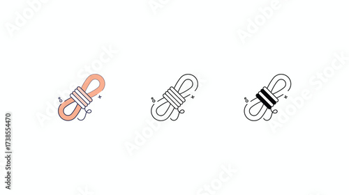 Rope icons vector set color line glyph line icons stock illustration