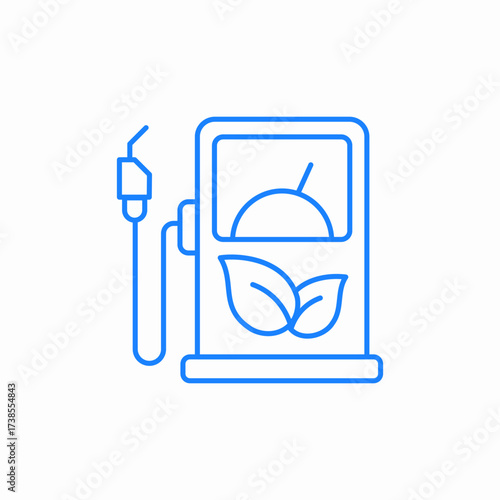 biofuel fuel station with display hose and nozzle for biomass and eco friendly fuel icon sign vector