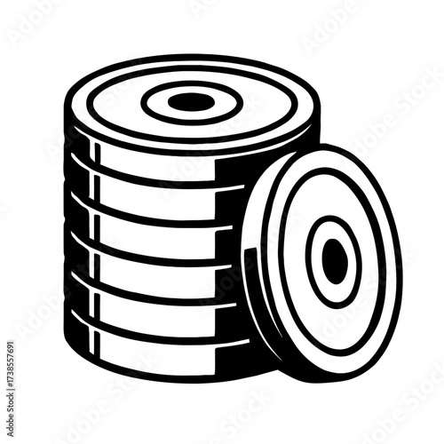 Stacked Barbell Weight Plates Icon Vector - Symbol for Weightlifting, Powerlifting, Gym, and Fitness Training