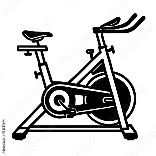 Indoor Exercise Stationary Spin Bike Icon Vector - Symbol for Fitness, Workout, Cardio, and Gym Training Equipment