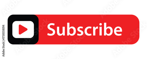 Subscribe Button Icon: A vibrant red button beckons viewers to engage and subscribe, promoting interaction and content delivery in a clear, clean, and concise design. 
