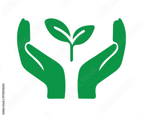 Nurturing Growth: A pair of gentle hands cradle a delicate young sprout, a symbol of hope, environmental stewardship and the promise of new life.
