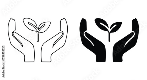 Hands Nurturing Life: A symbolic representation of care, conservation, and growth, featuring a pair of hands gently cradling a seedling, embodying themes of sustainability and the environment.