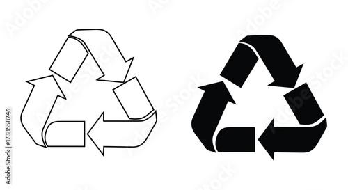 Eco-Friendly Icon: A simple yet powerful symbol of environmental responsibility, the recycling emblem embodies the principles of reuse and sustainability in a visually striking graphic. 