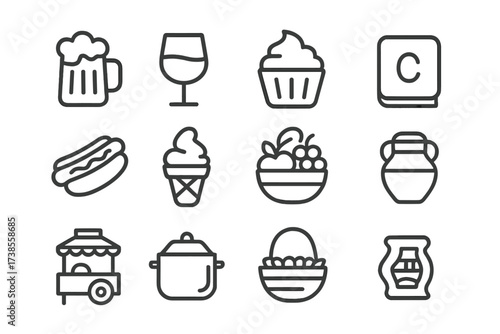 Cultural Iconography Collection. Outline icon set of languages and writing: alphabet letters, speech bubble, book, scroll, dictionary, pen, calligraphy,
