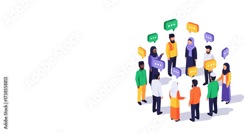 People communicating in a group setting.