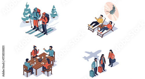 People enjoying various leisure activities together.