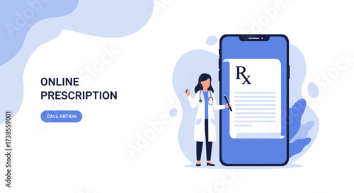 Online medical prescription on smartphone.
