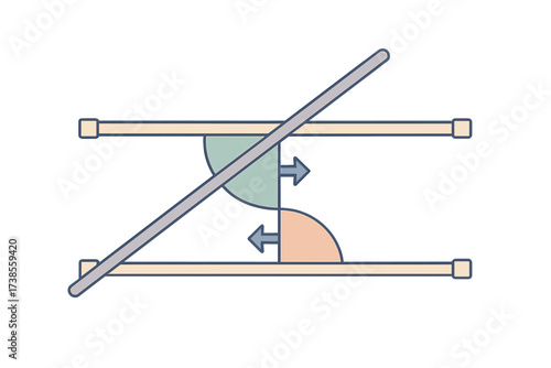 Isometric Angle Illustration. Isometric vector illustration set Alternate Interior Angles: two parallel lines, diagonal