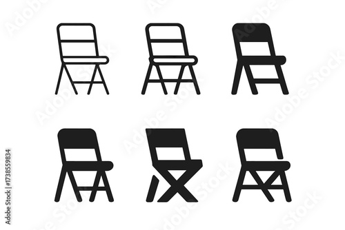 Stadium Seat Logos. stadium seats. Set Logo of stadium seats: folding chair. harmonious logo variations of the same emblematic concept, each with different