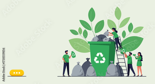 Teamwork in recycling initiative promoting environmental sustainability and a cleaner planet for future generations