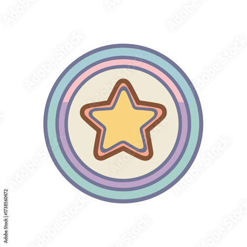 Minimalist Star Icon in Soft Pastel Hues