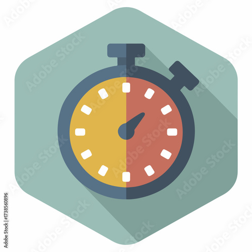 Sleek Stopwatch Flat Vector Icon Design