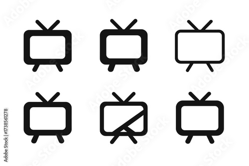 Broadcasting Logo Variations. Broadcasting techniques. Set Logo of Broadcasting techniques: TV screen. harmonious logo variations of the same emblematic