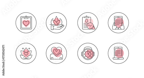 Conceptual Graphic Design Elements Representing Healthcare and Wellness with Abstract Visuals and Symbolic Imagery for Digital Use