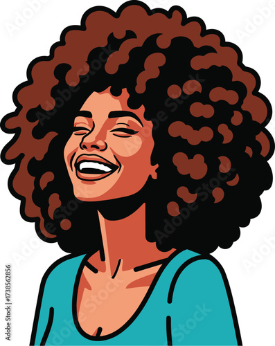 Vector art of happy african american woman with afro hairstyle