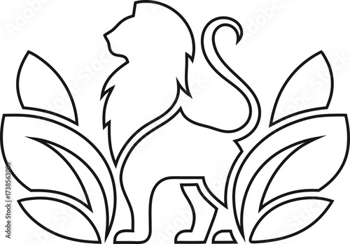 Minimalist roaring lion outline vector, ideal for sports teams, gaming logos, and strong brand identity.
