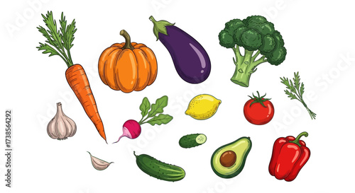 A Collection of Fresh and Wholesome Vegetables and Fruits Perfect for Healthy Eating and Delicious Meals