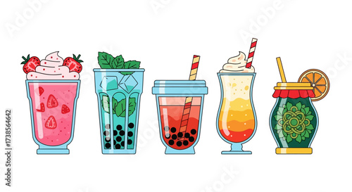 A Colorful Assortment of Refreshing Beverages Perfect for Summer Enjoyment